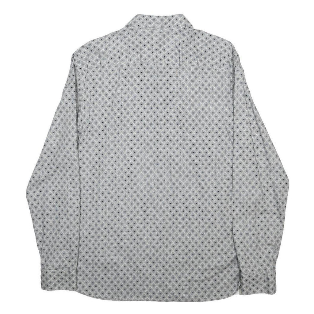 TED BAKER Mens Grey Pattern Cotton Shirt L Long Sleeve Button Closure Smart