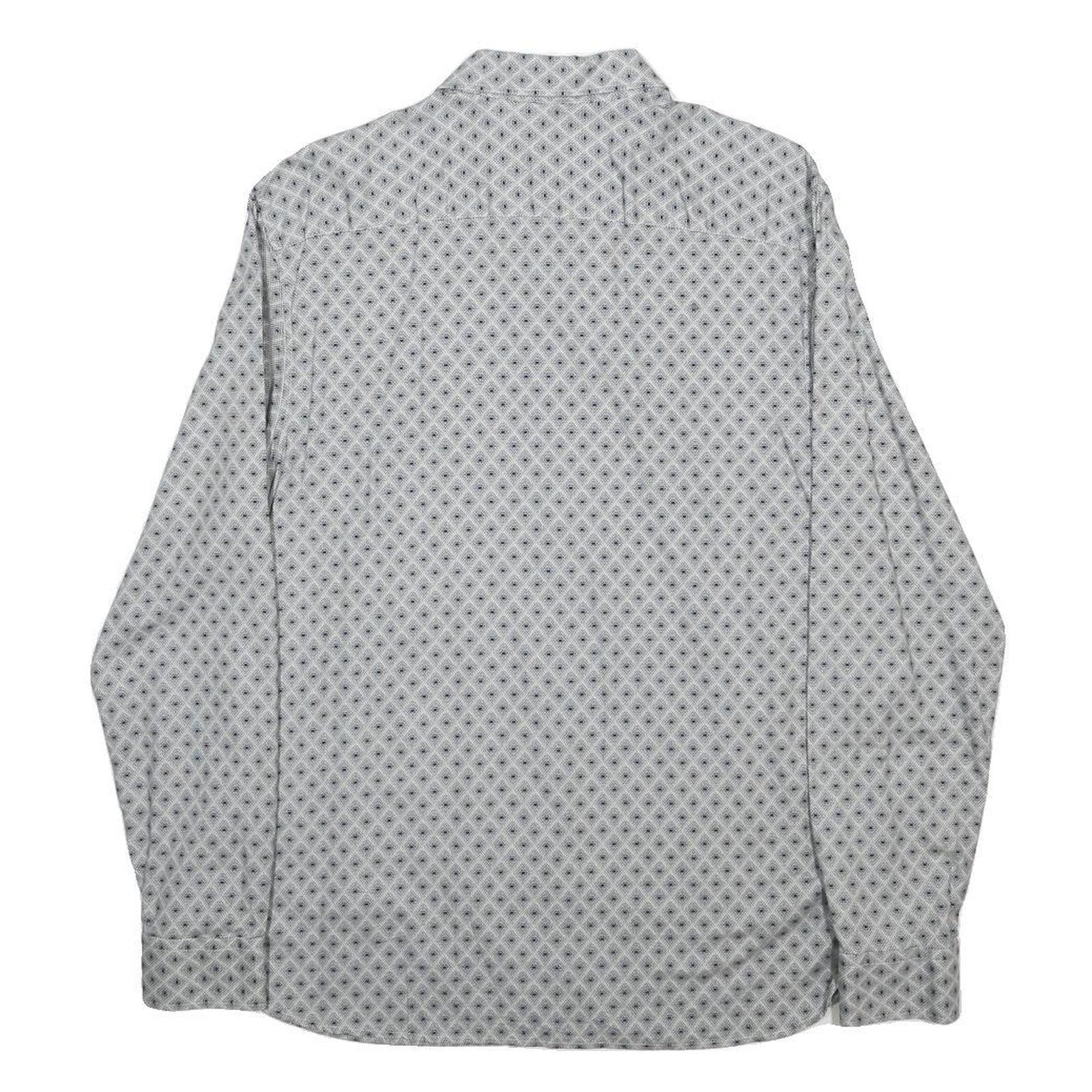 TED BAKER Mens Grey Pattern Cotton Shirt L Long Sleeve Button Closure Smart
