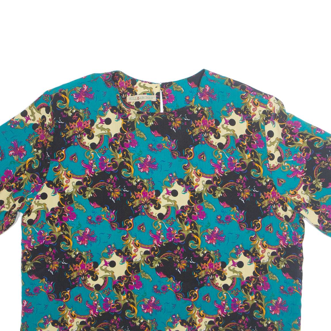 HILL ARCHER Womens Printed Top Blue Crazy Pattern L