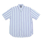 TOMMY HILFIGER Mens Blue & White Stripe Shirt L Cotton Casual Button-Down
