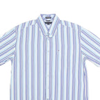 TOMMY HILFIGER Mens Blue & White Stripe Shirt L Cotton Casual Button-Down