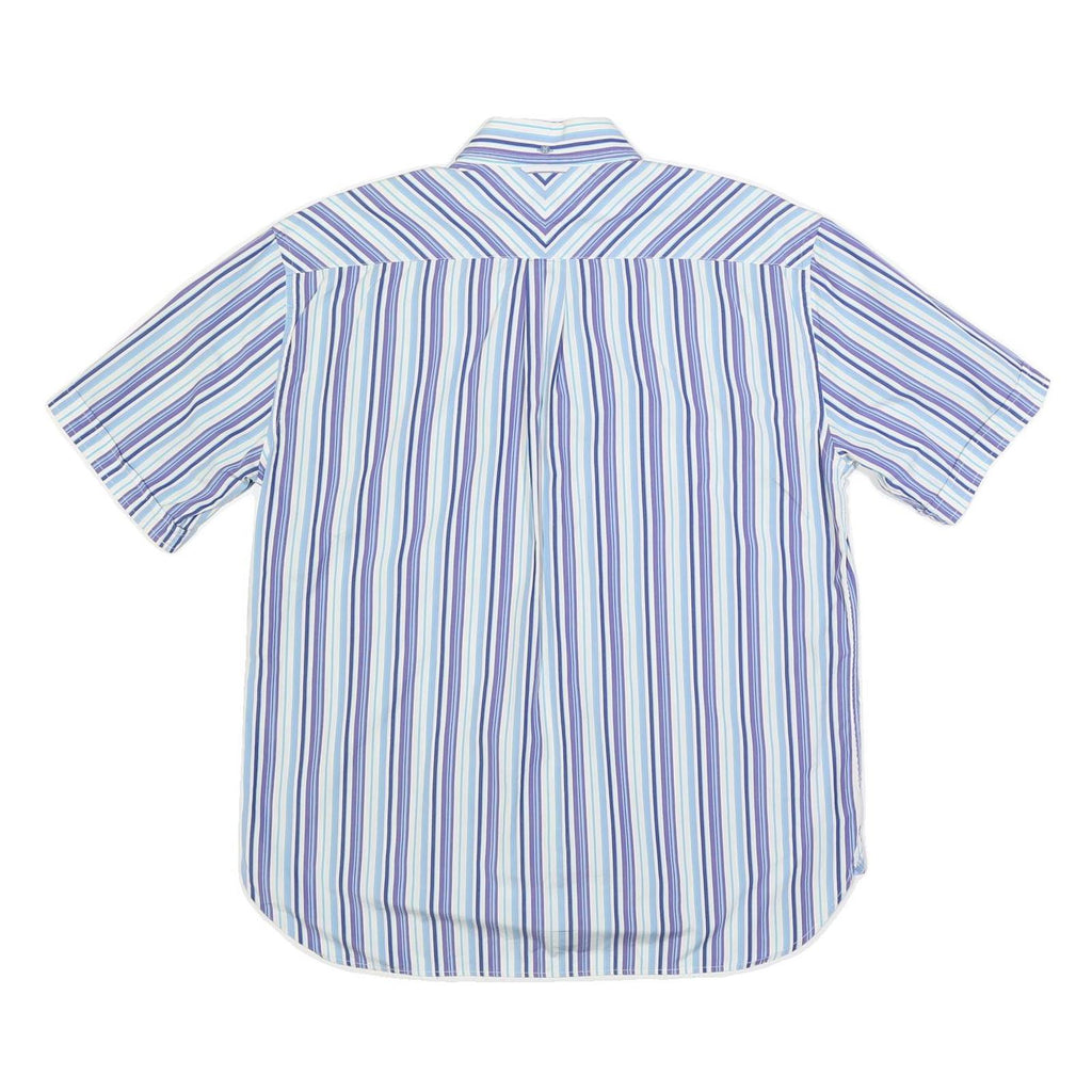 TOMMY HILFIGER Mens Blue & White Stripe Shirt L Cotton Casual Button-Down
