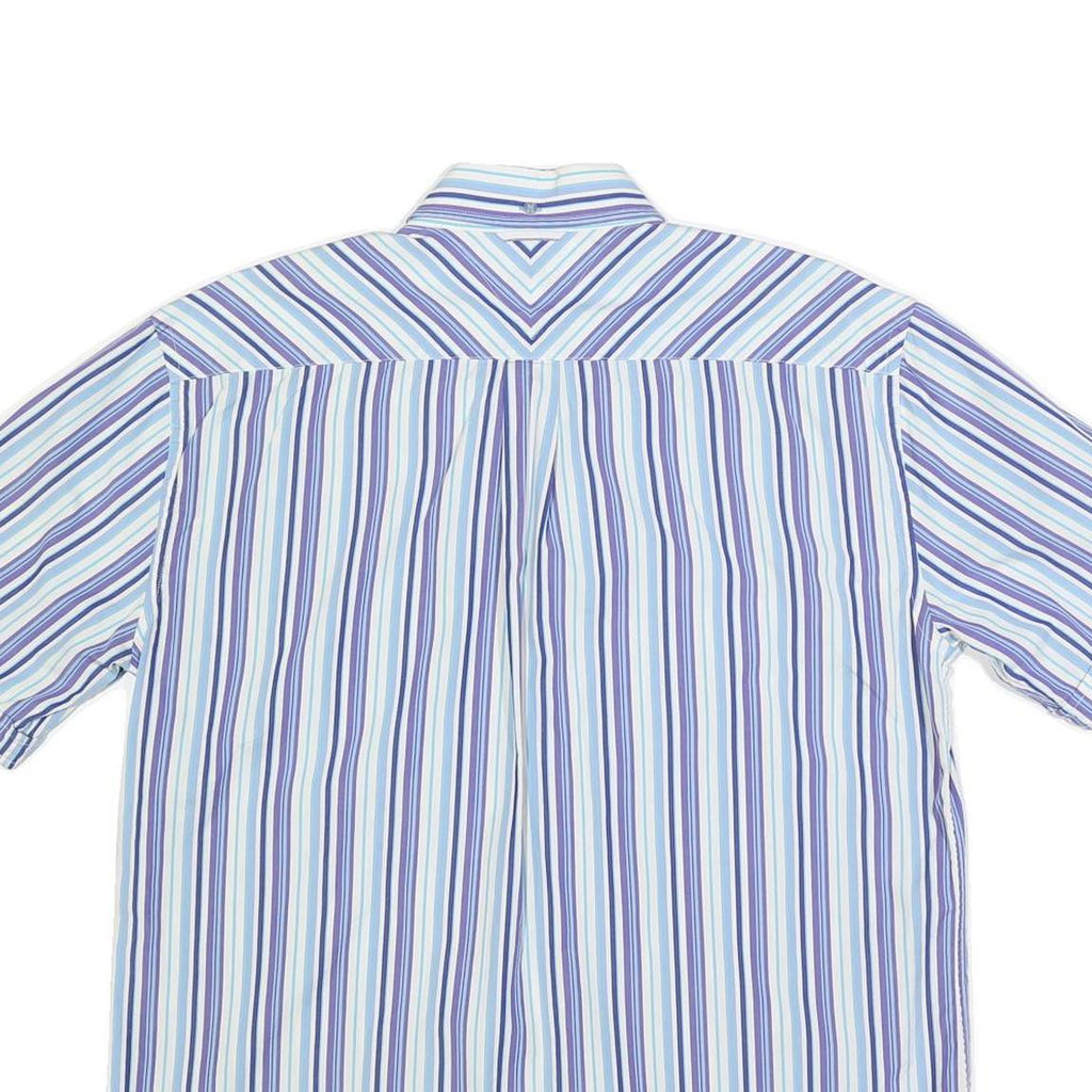 TOMMY HILFIGER Mens Blue & White Stripe Shirt L Cotton Casual Button-Down