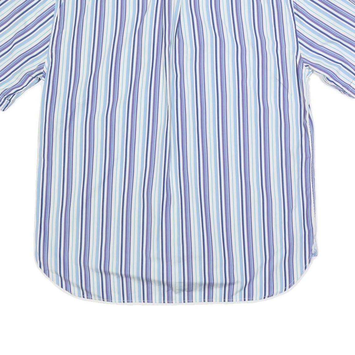 TOMMY HILFIGER Mens Blue & White Stripe Shirt L Cotton Casual Button-Down