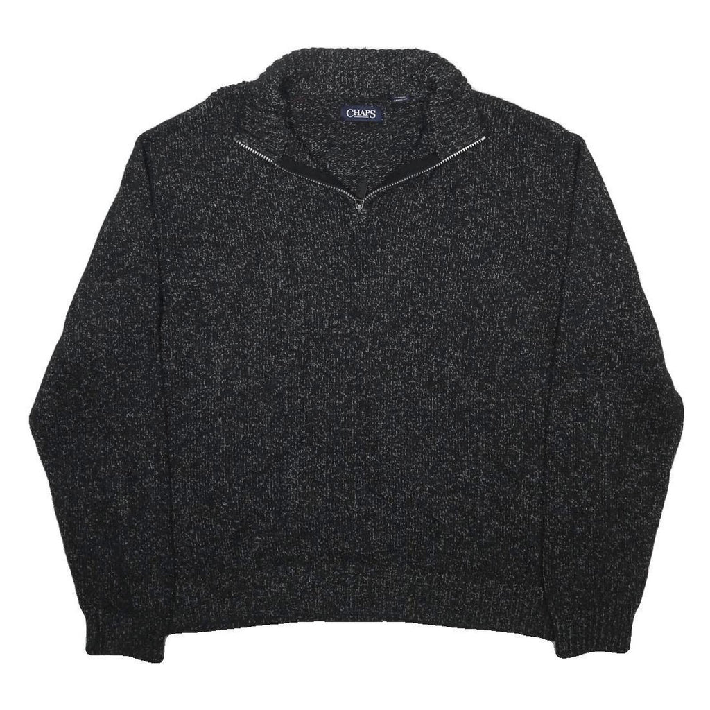 CHAPS Mens Black & Grey Patterned Pullover Jumper Crew Neck 2XL Cotton Blend