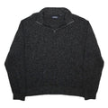 CHAPS Mens Black & Grey Patterned Pullover Jumper Crew Neck 2XL Cotton Blend