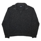 CHAPS Mens Black & Grey Patterned Pullover Jumper Crew Neck 2XL Cotton Blend