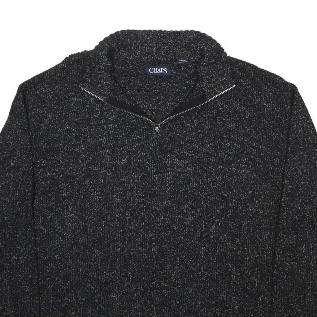 CHAPS Mens Black & Grey Patterned Pullover Jumper Crew Neck 2XL Cotton Blend