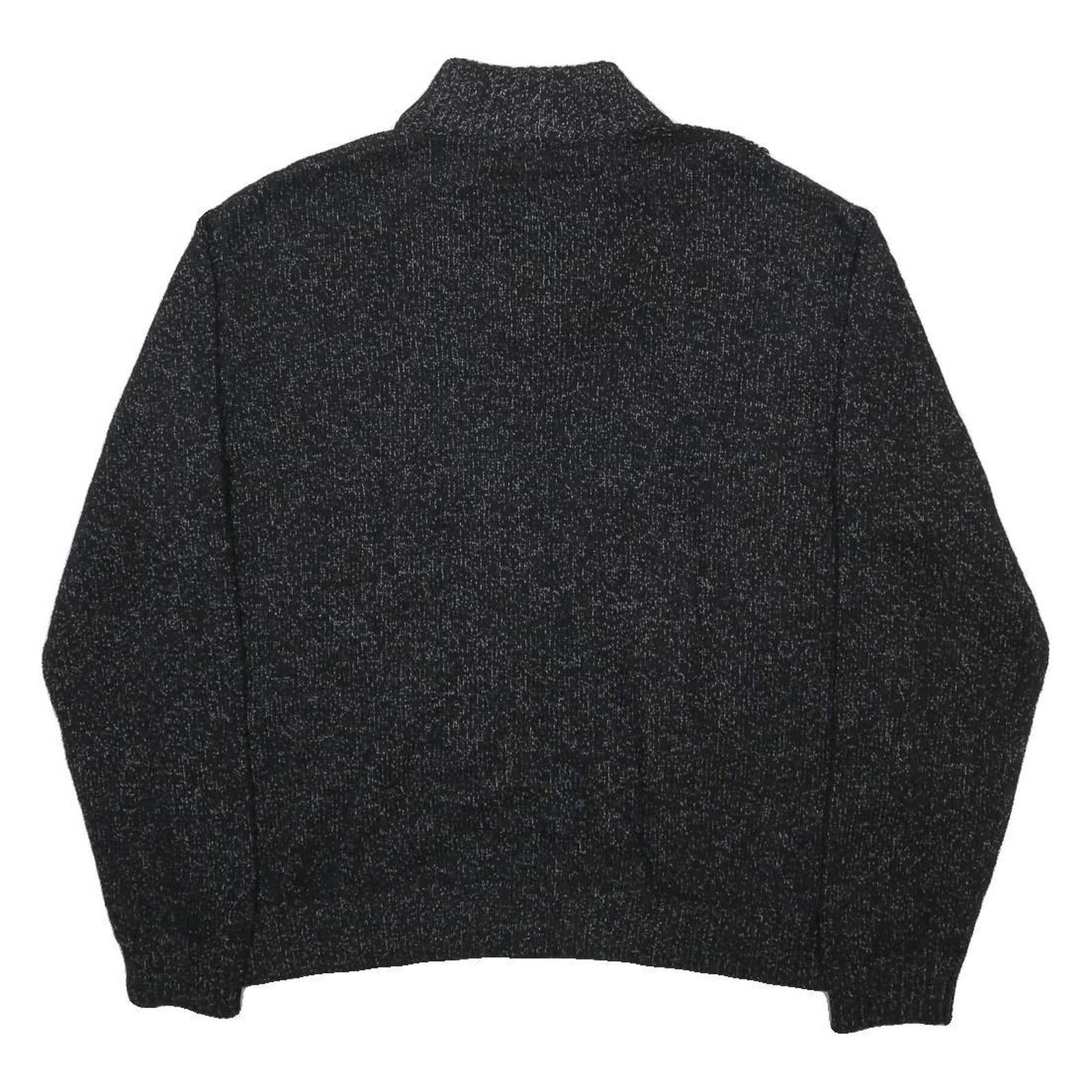 CHAPS Mens Black & Grey Patterned Pullover Jumper Crew Neck 2XL Cotton Blend