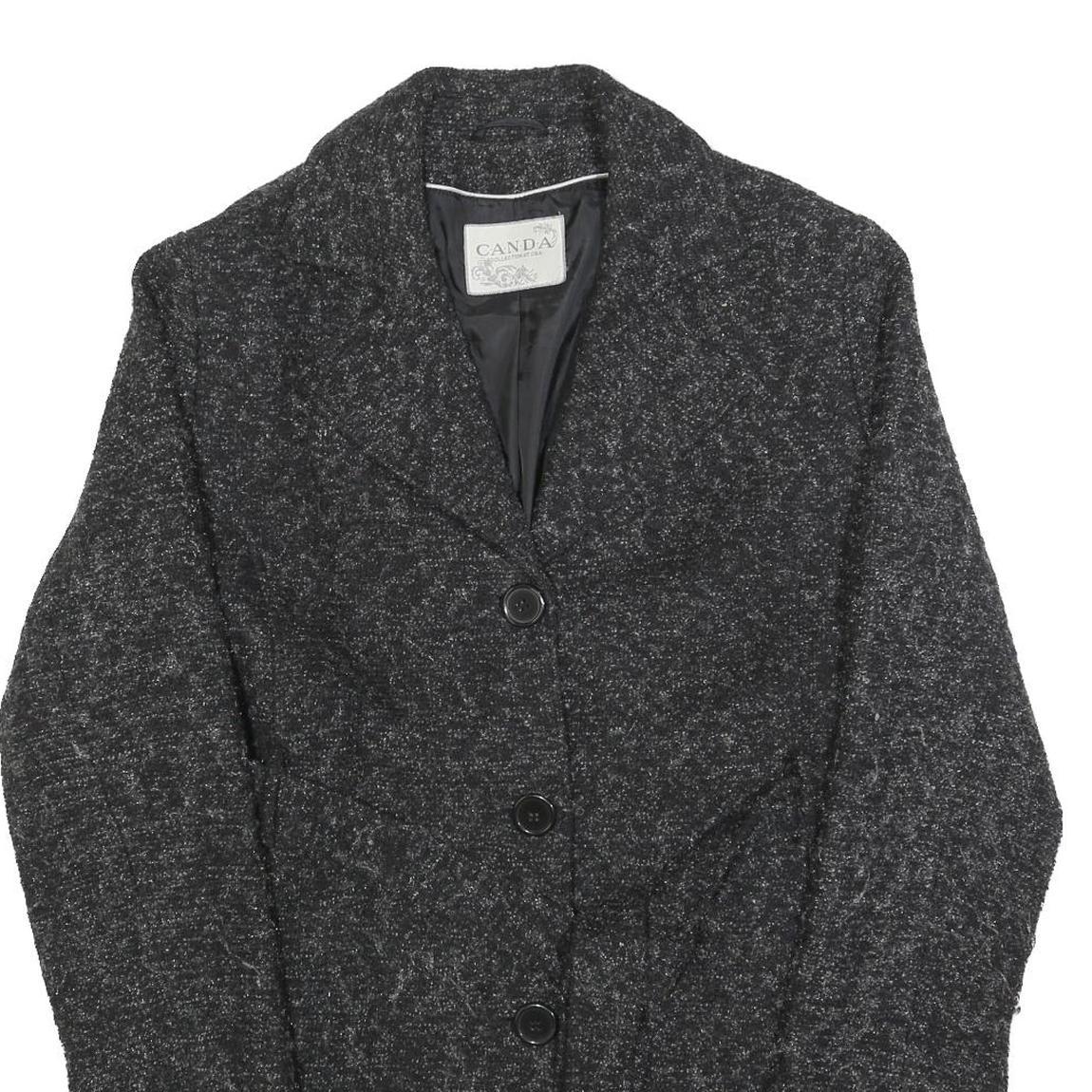 CANDA Womens Black & Grey Button Jacket L Polyester Blend Classic Chic