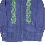 REUBEU'S Womens Blue Coach Jacket M Cotton Blend Woven Button Casual Lightweight