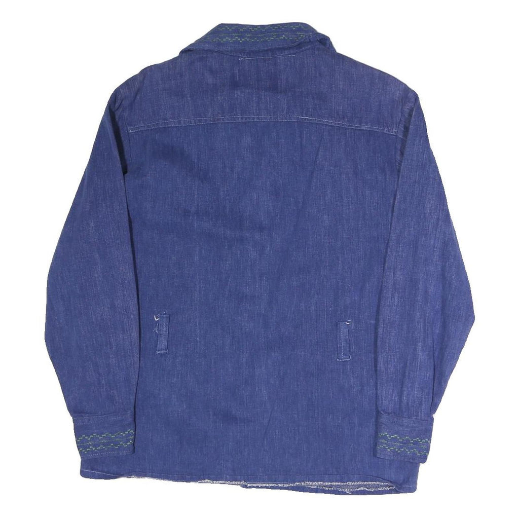 REUBEU'S Womens Blue Coach Jacket M Cotton Blend Woven Button Casual Lightweight