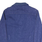 REUBEU'S Womens Blue Coach Jacket M Cotton Blend Woven Button Casual Lightweight