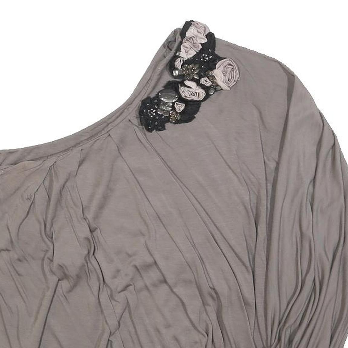 PATRIZIA PEPE Womens Grey & Black Embellished One Shoulder Top S