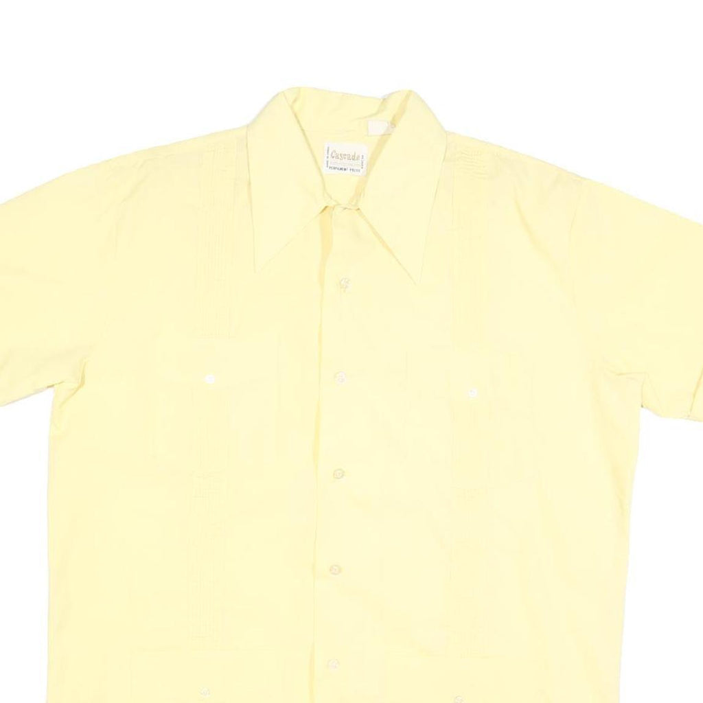 CASCADE Mens Yellow Cotton Blend Shirt L Classic Short Sleeve Button Shirt