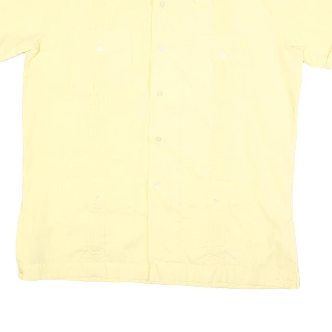 CASCADE Mens Yellow Cotton Blend Shirt L Classic Short Sleeve Button Shirt