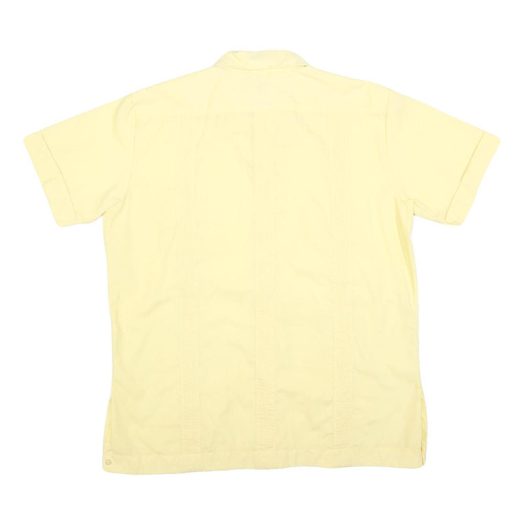 CASCADE Mens Yellow Cotton Blend Shirt L Classic Short Sleeve Button Shirt