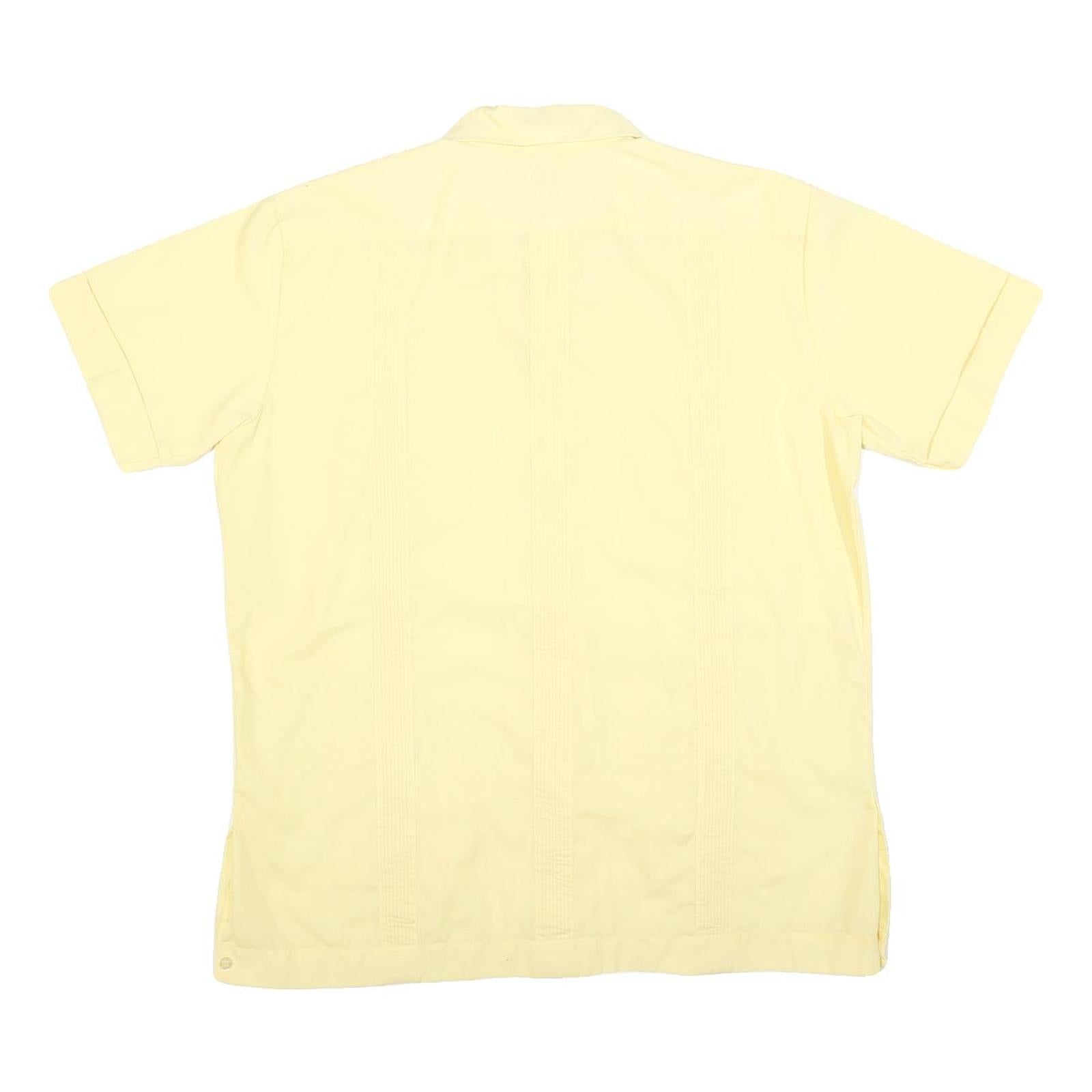 CASCADE Mens Yellow Cotton Blend Shirt L Classic Short Sleeve Button Shirt