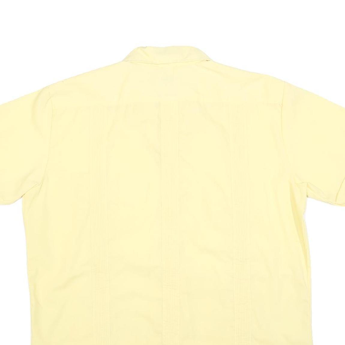 CASCADE Mens Yellow Cotton Blend Shirt L Classic Short Sleeve Button Shirt