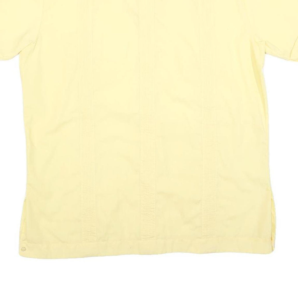 CASCADE Mens Yellow Cotton Blend Shirt L Classic Short Sleeve Button Shirt