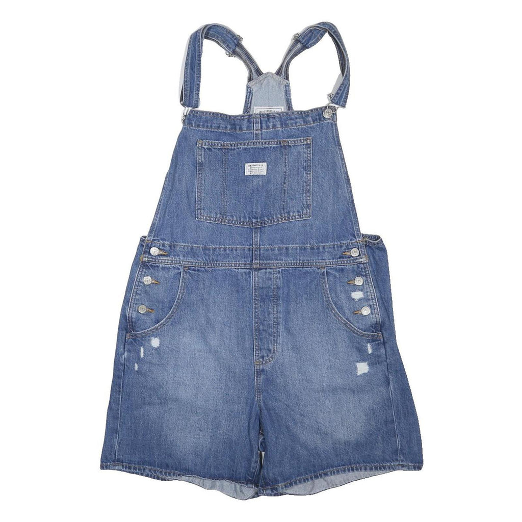 LEVI'S Womens Blue Denim Shorts Dungarees Loose Fit Cotton Blend L W37 L37