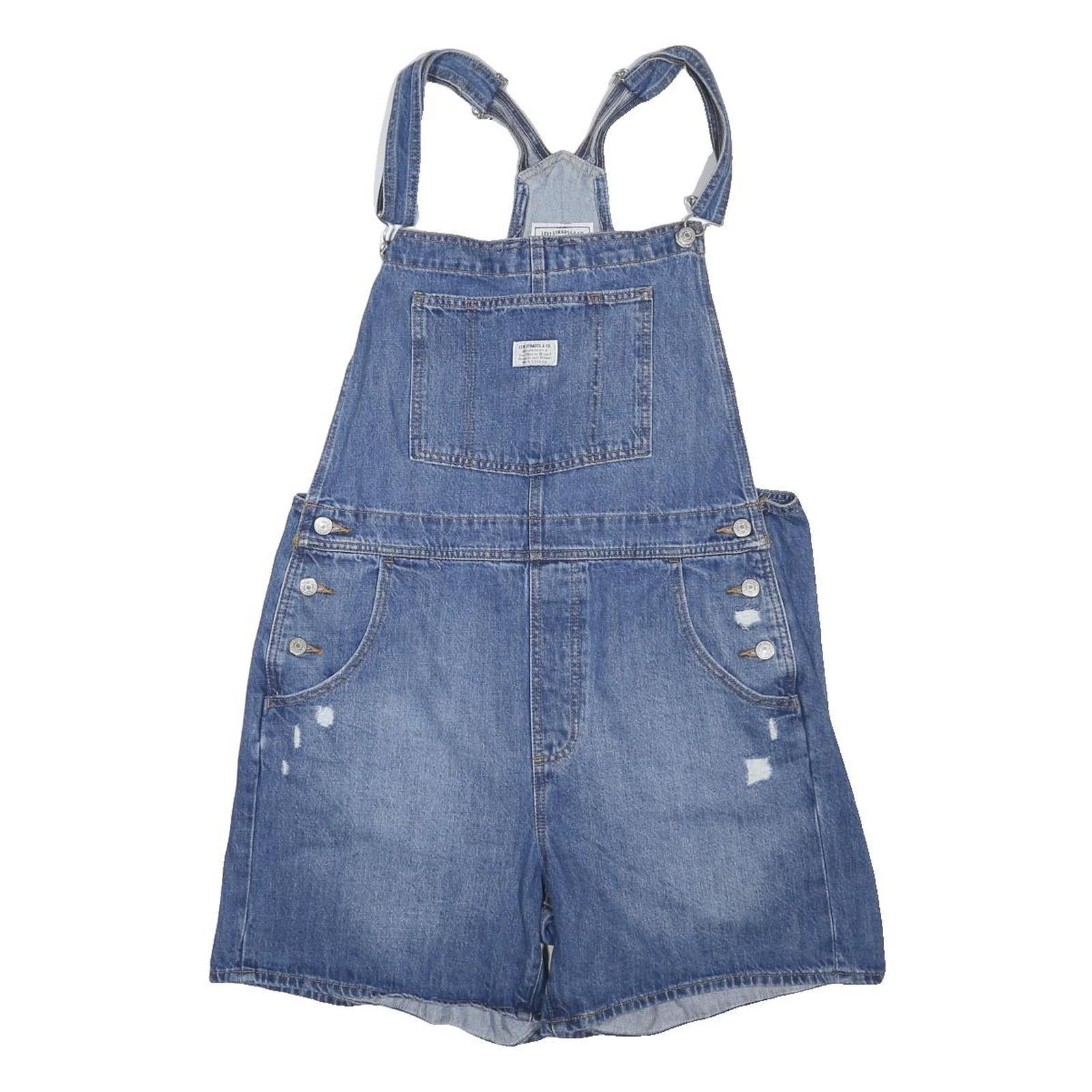 LEVI'S Womens Blue Denim Shorts Dungarees Loose Fit Cotton Blend L W37 L37
