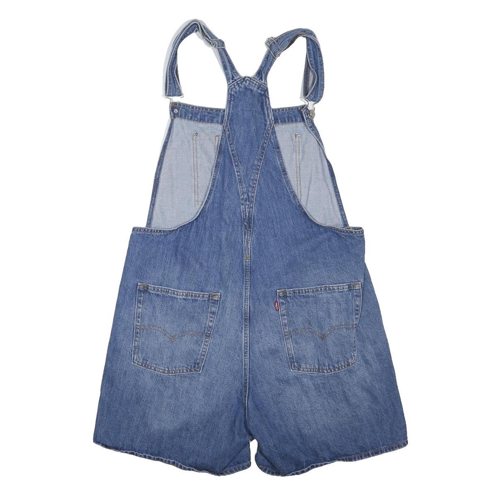 LEVI'S Womens Blue Denim Shorts Dungarees Loose Fit Cotton Blend L W37 L37