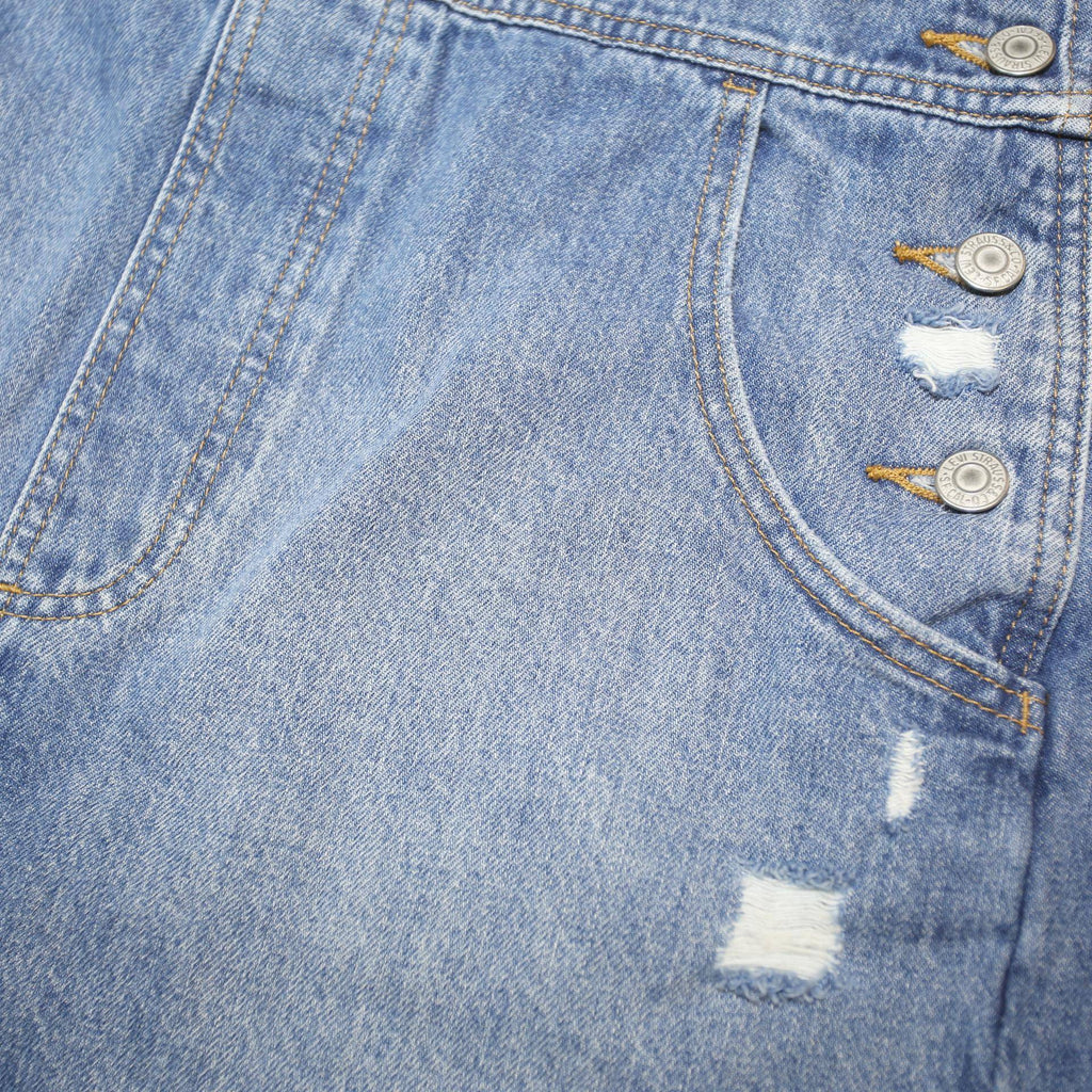 LEVI'S Womens Blue Denim Shorts Dungarees Loose Fit Cotton Blend L W37 L37