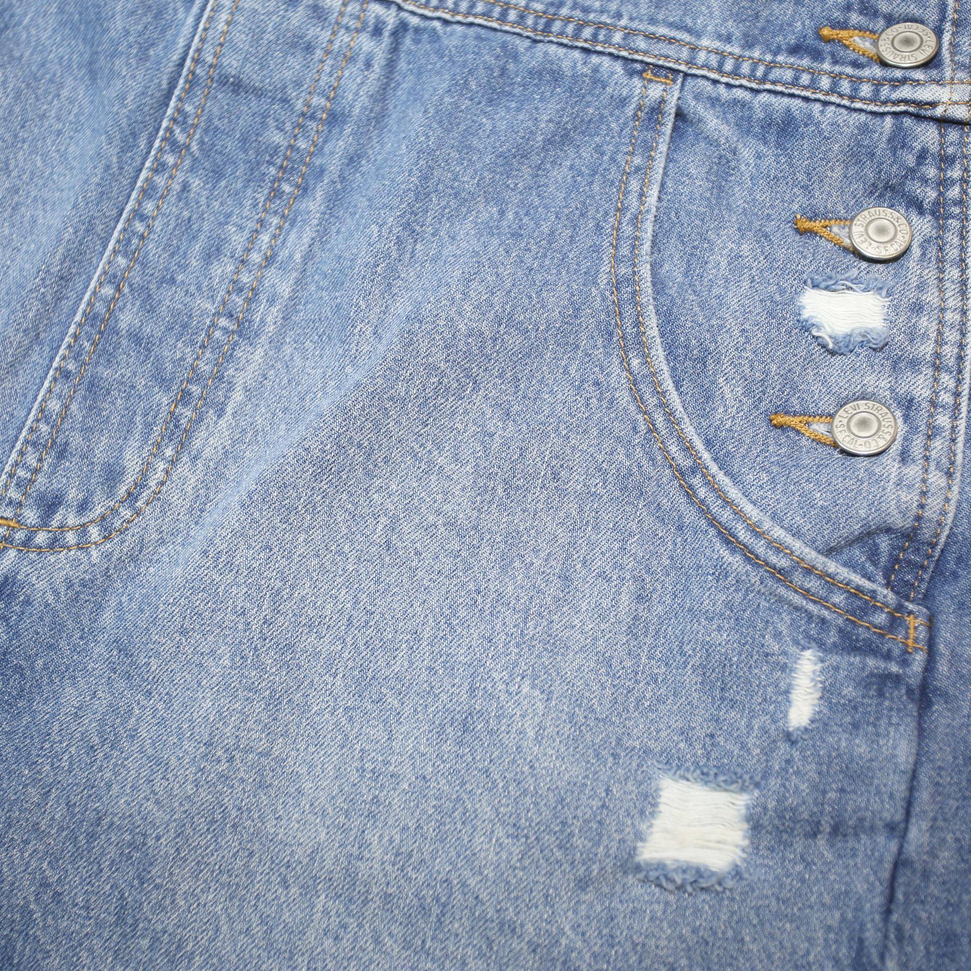 LEVI'S Womens Blue Denim Shorts Dungarees Loose Fit Cotton Blend L W37 L37