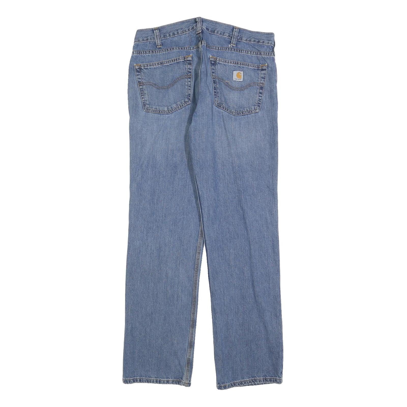 CARHARTT Mens Jeans Blue Relaxed Straight Denim Medium W36 L34 Zip Closure