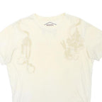 DIESEL Womens Cream Graphic T-Shirt L Short Sleeve Crew Neck Cotton Casual