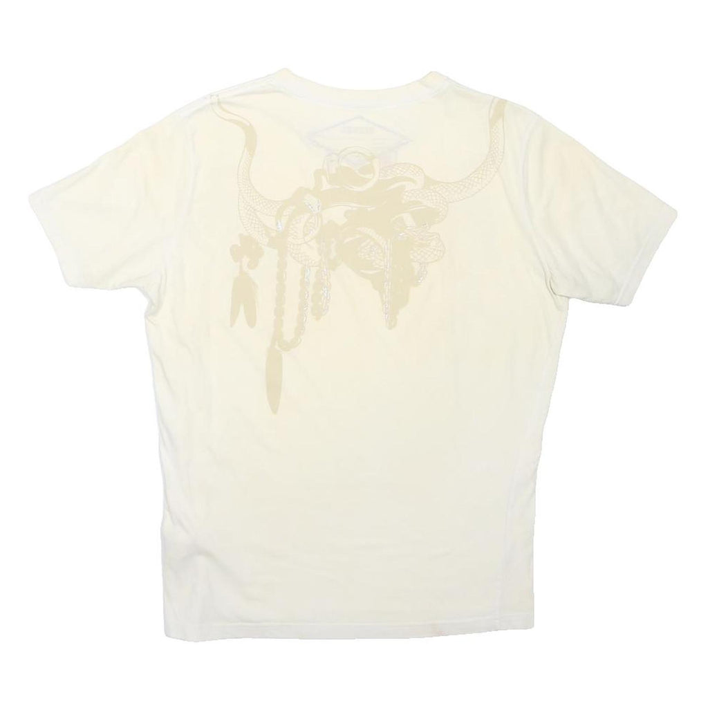 DIESEL Womens Cream Graphic T-Shirt L Short Sleeve Crew Neck Cotton Casual