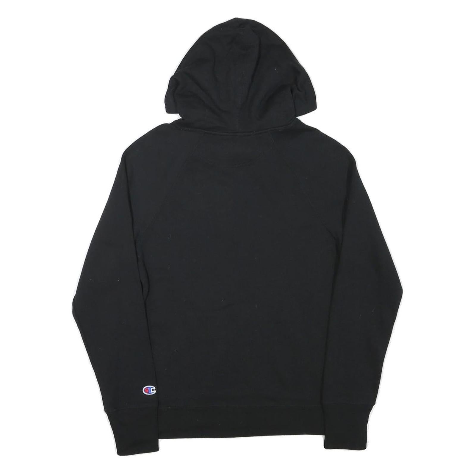 CHAMPION Mens Black Pullover Hoodie XS Logo Sweatshirt Cotton Blend