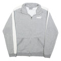 PUMA Mens Grey & White Zip Jacket S Cotton Blend Plain Lightweight Sportswear