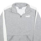 PUMA Mens Grey & White Zip Jacket S Cotton Blend Plain Lightweight Sportswear