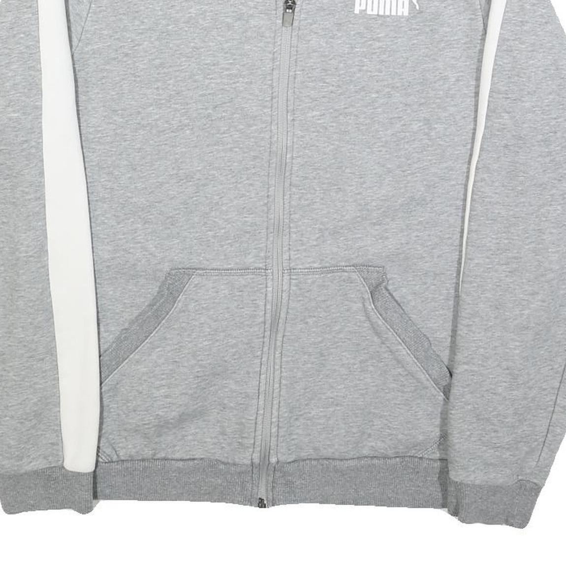 PUMA Mens Grey & White Zip Jacket S Cotton Blend Plain Lightweight Sportswear