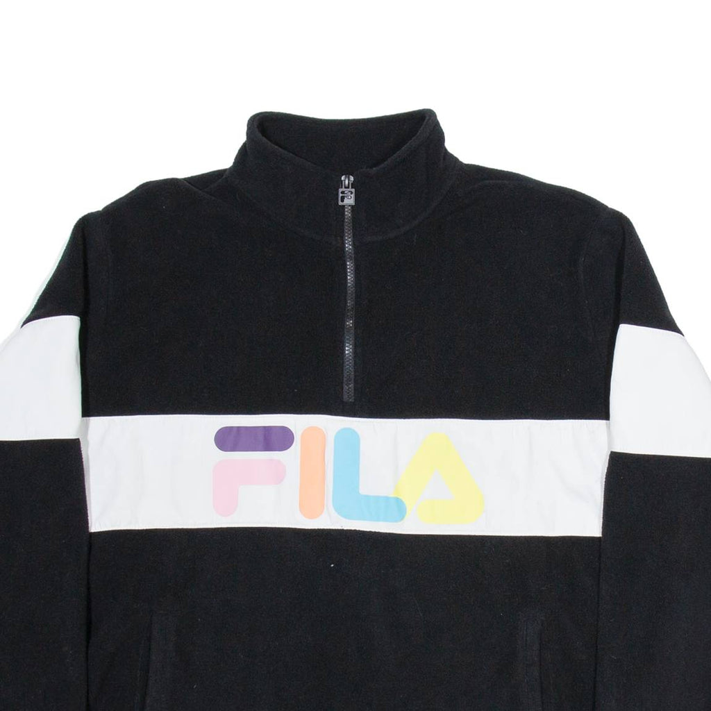 FILA Womens Fleece Black 1/4 Zip Tight Knit 2XL
