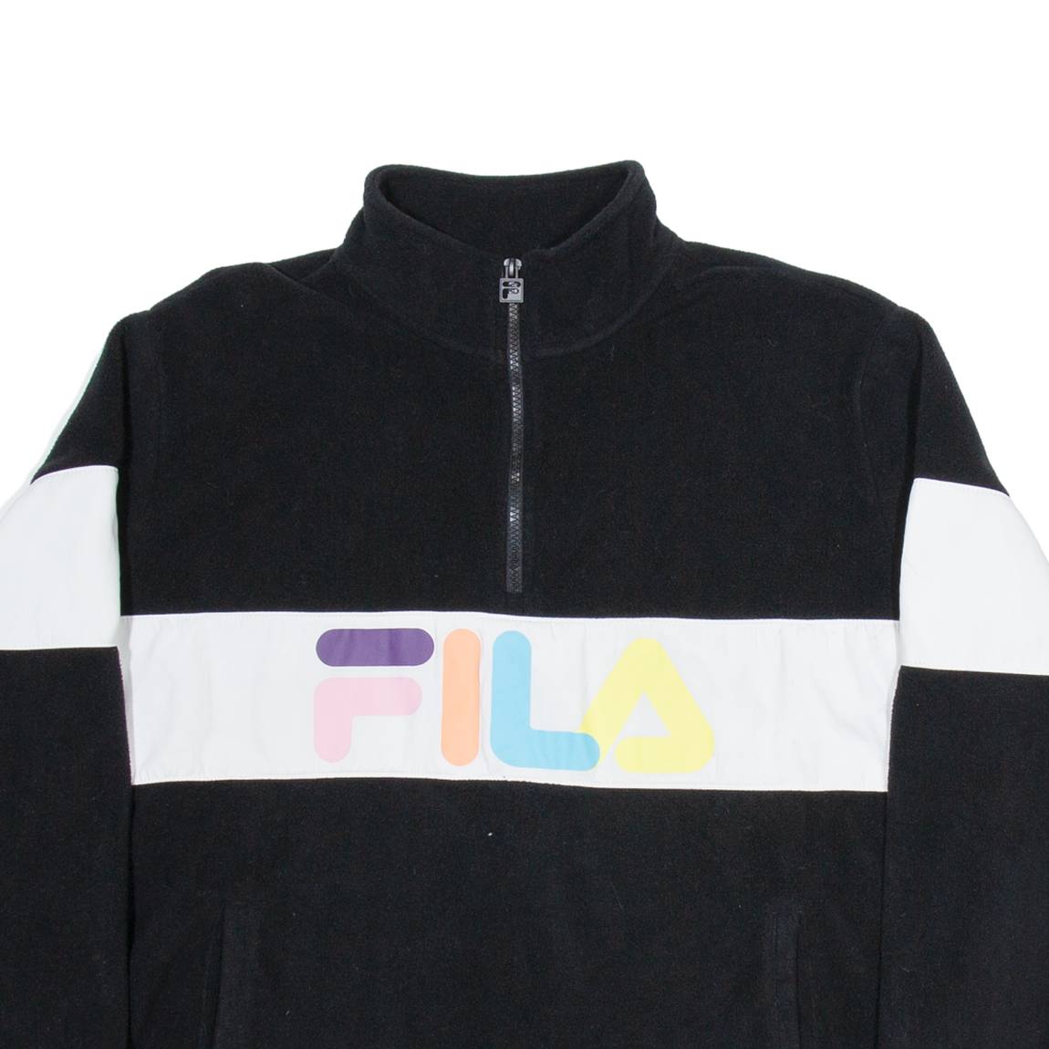 FILA Womens Fleece Black 1/4 Zip Tight Knit 2XL