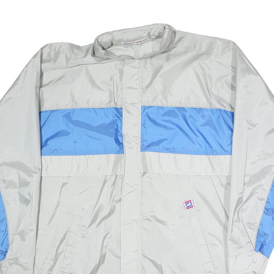 SPORTING LIFE Mens Grey & Blue Zip Jacket M Polyester Plain Lightweight Casual