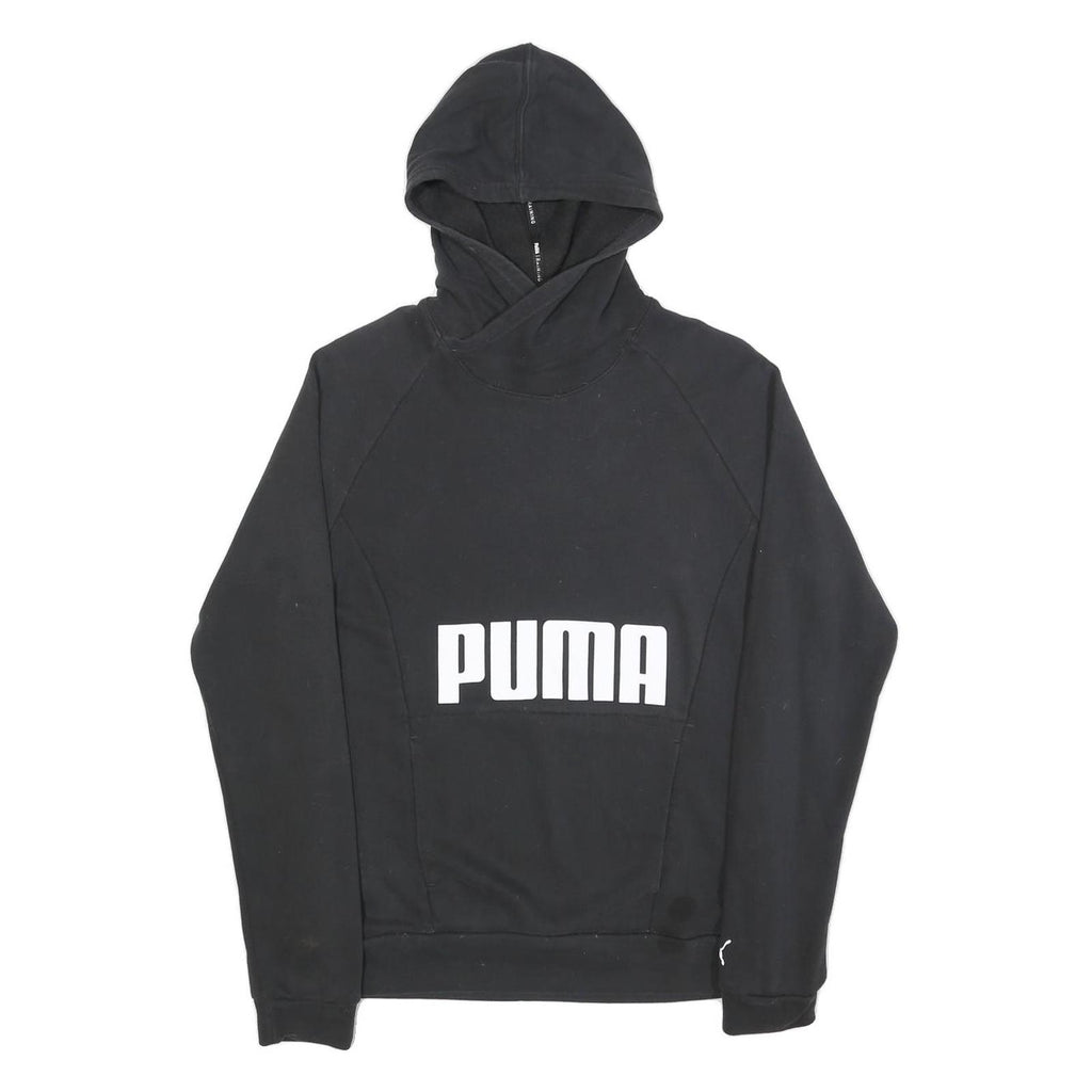 PUMA Mens Black Cotton Blend Hoodie M Pullover Sweatshirt Logo Print
