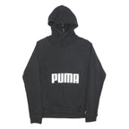 PUMA Mens Black Cotton Blend Hoodie M Pullover Sweatshirt Logo Print