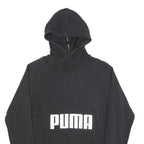PUMA Mens Black Cotton Blend Hoodie M Pullover Sweatshirt Logo Print