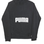 PUMA Mens Black Cotton Blend Hoodie M Pullover Sweatshirt Logo Print