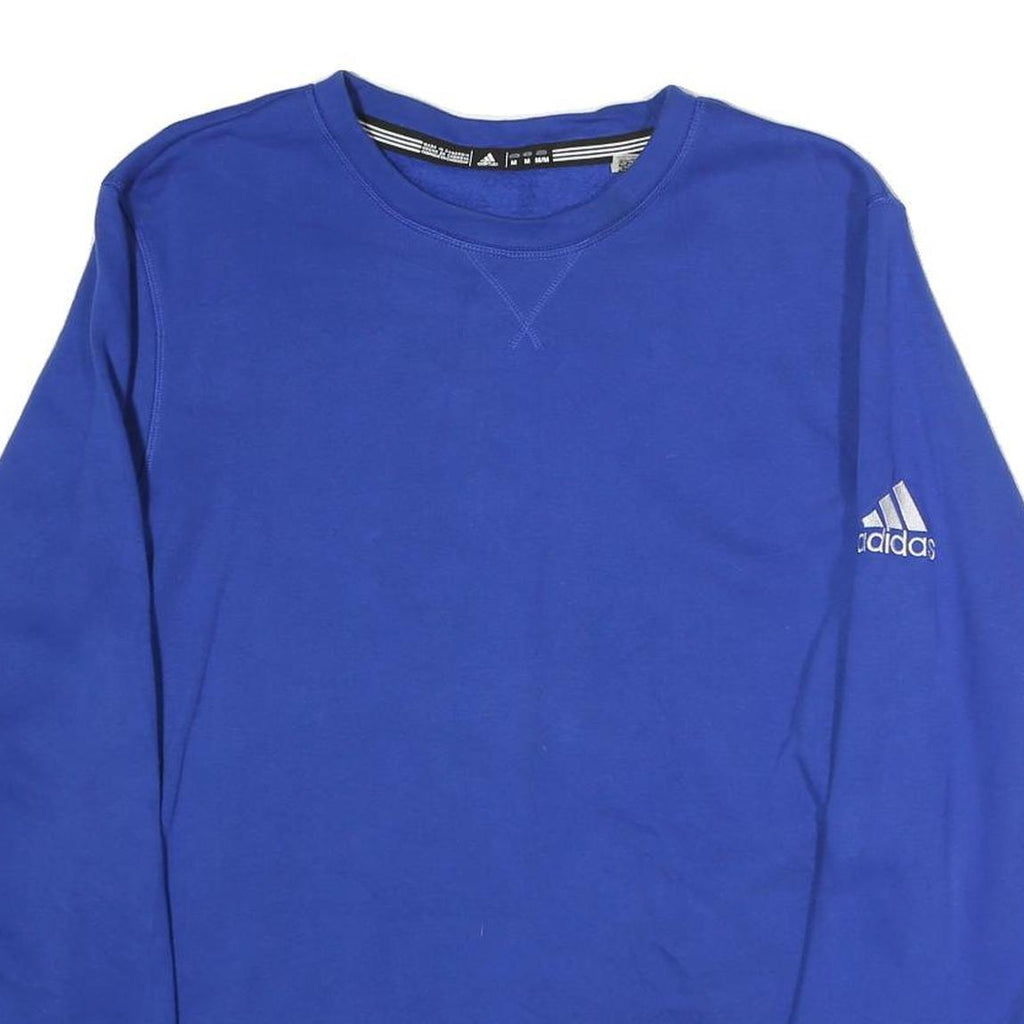ADIDAS Mens Blue Crew Neck M Cotton Logo Sweatshirt Pullover Casual