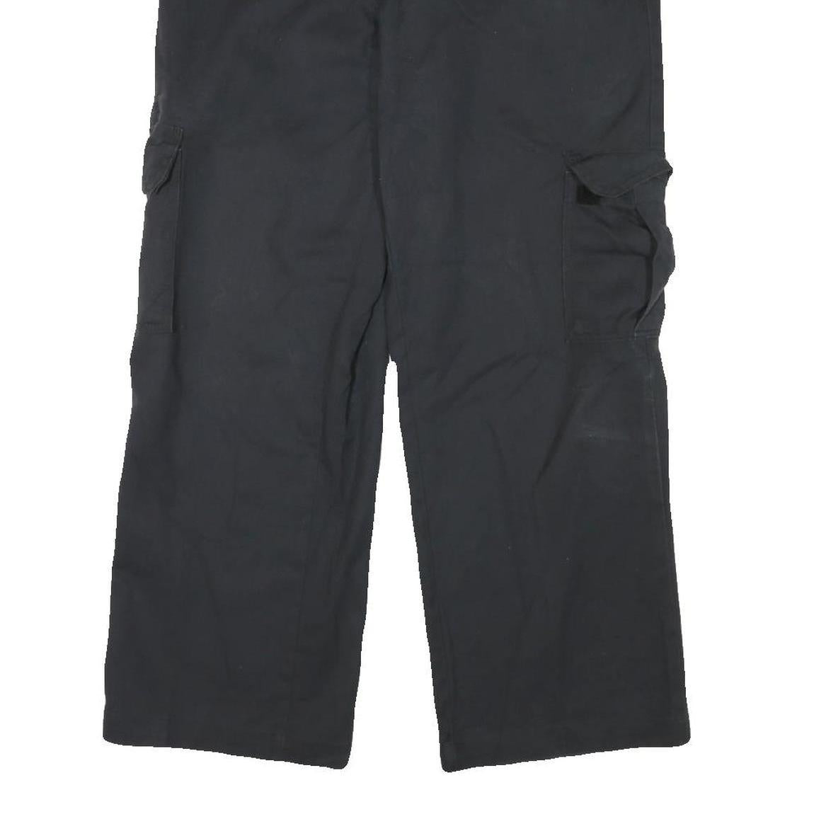 DICKIES Mens Cotton Blend Black Relaxed Cargo Trousers W34 L26 Workwear Zip