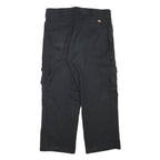 DICKIES Mens Cotton Blend Black Relaxed Cargo Trousers W34 L26 Workwear Zip