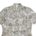 CITY LIFE Womens Beige & Black Printed Short Sleeve Collared Shirt L Polyester