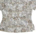 CITY LIFE Womens Beige & Black Printed Short Sleeve Collared Shirt L Polyester