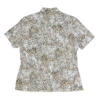 CITY LIFE Womens Beige & Black Printed Short Sleeve Collared Shirt L Polyester