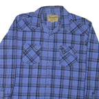 WRANGLER Mens Blue & Black Check Shirt M Western Style Button Shirt Cotton Blend